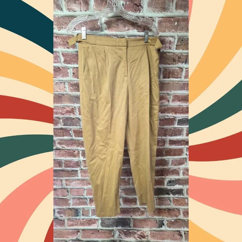 Topshop Women’s High Waisted Straight Leg Trouser Pants Tan Size 6